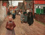 Frans van Leemputten The Distribution of Bread in the Village oil on canvas